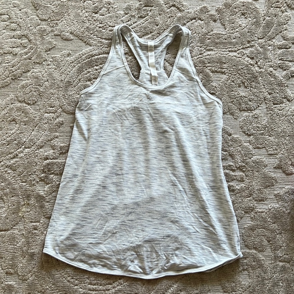 Lululemon Heathered grey blue racer back athletic tank top size 4